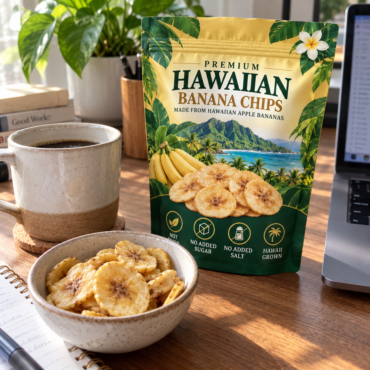 Crisp Hawaiian banana chips being shared